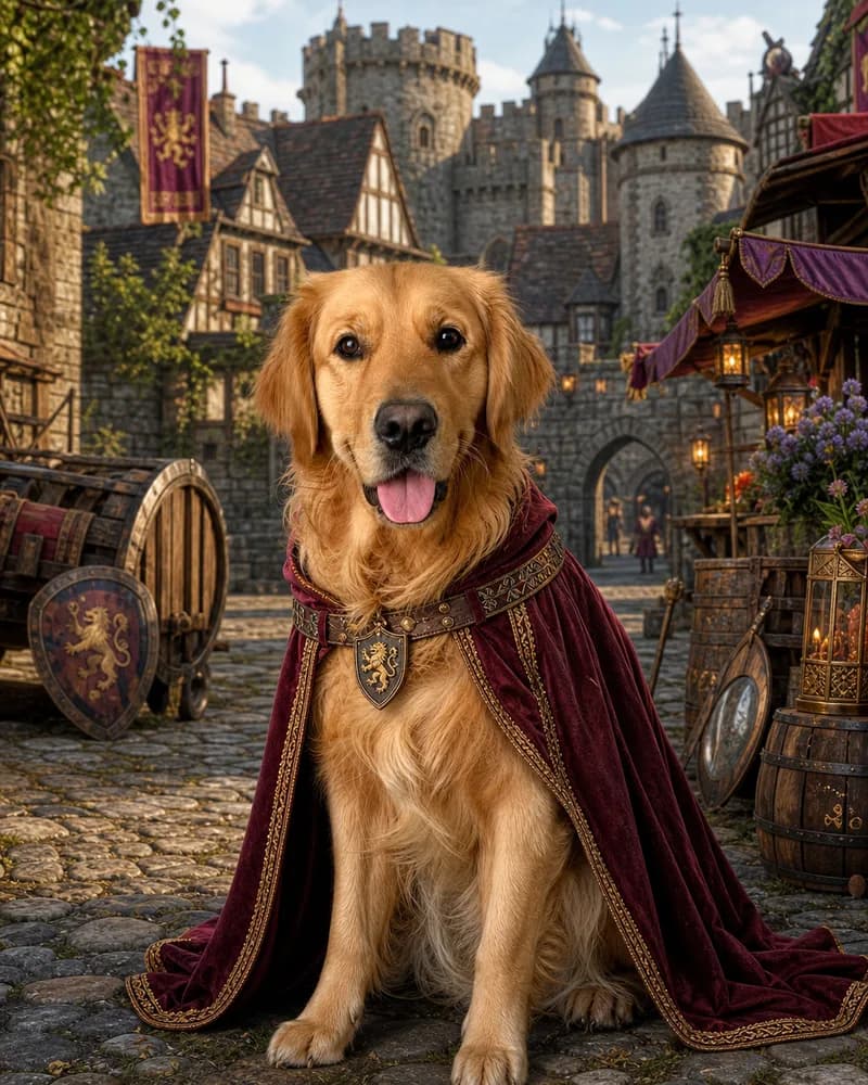 Portret van een hond in het tijdperk Middeleeuwen