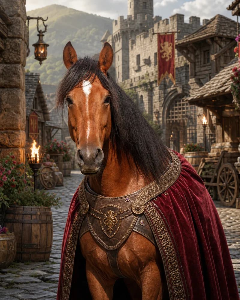 Portret van een paard in het tijdperk Middeleeuwen