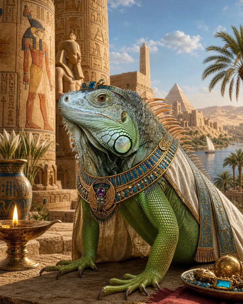 Portret van een leguaan in het tijdperk Oude Egypte